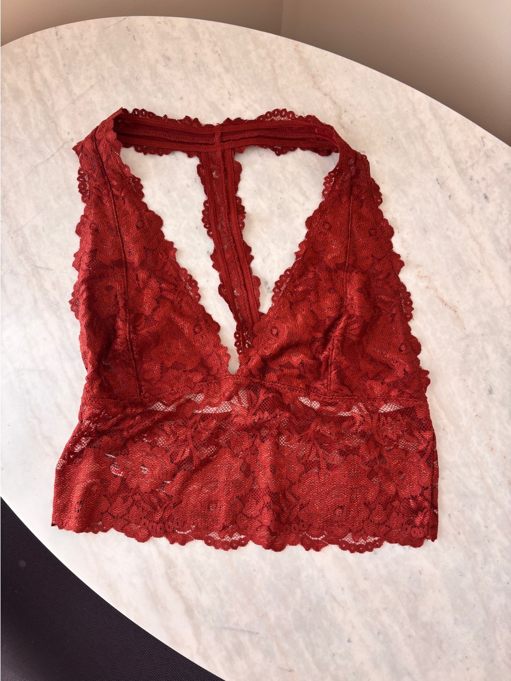 Free People Intimately Lace Bralette in Deep Rust Redd